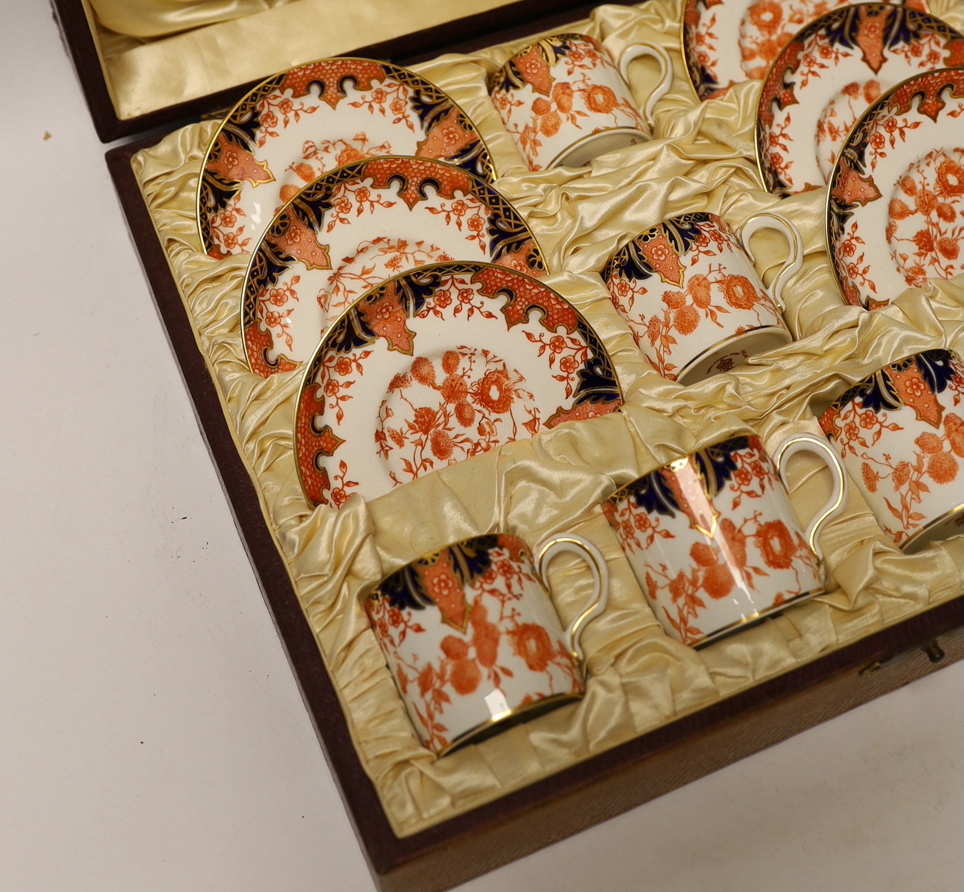 A cased Royal Crown Derby Imari coffee set